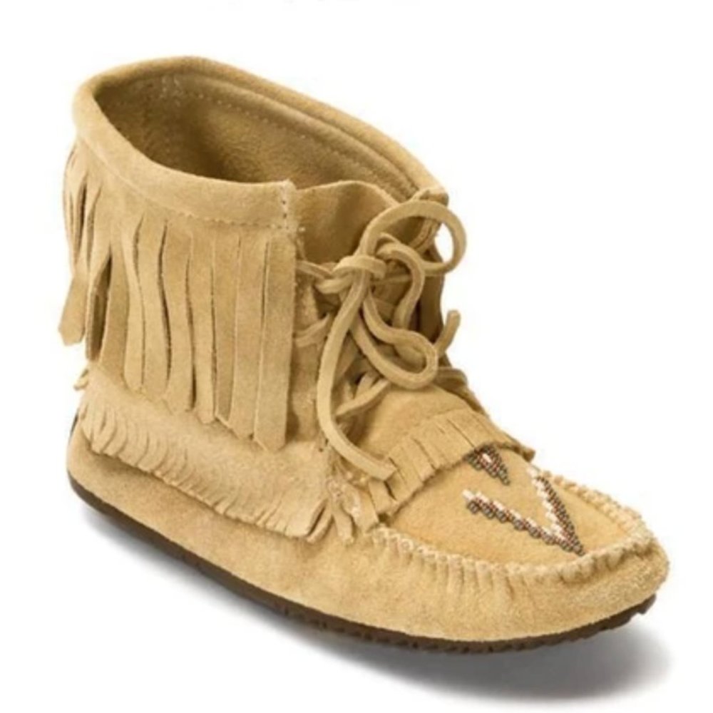 Manitobah Mukluks Suede Fringe Moccasin Bootie